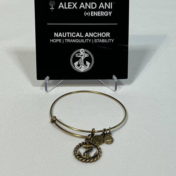 Alex and Ani Gold toned Nautical Anchor Charm Bangle Bracelet - Picture 4 of 5